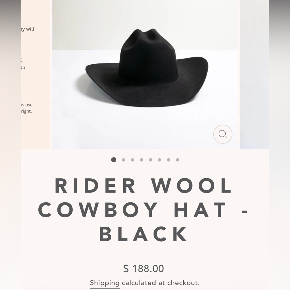 Black cowboy Hat with Black and Turquoise Chain